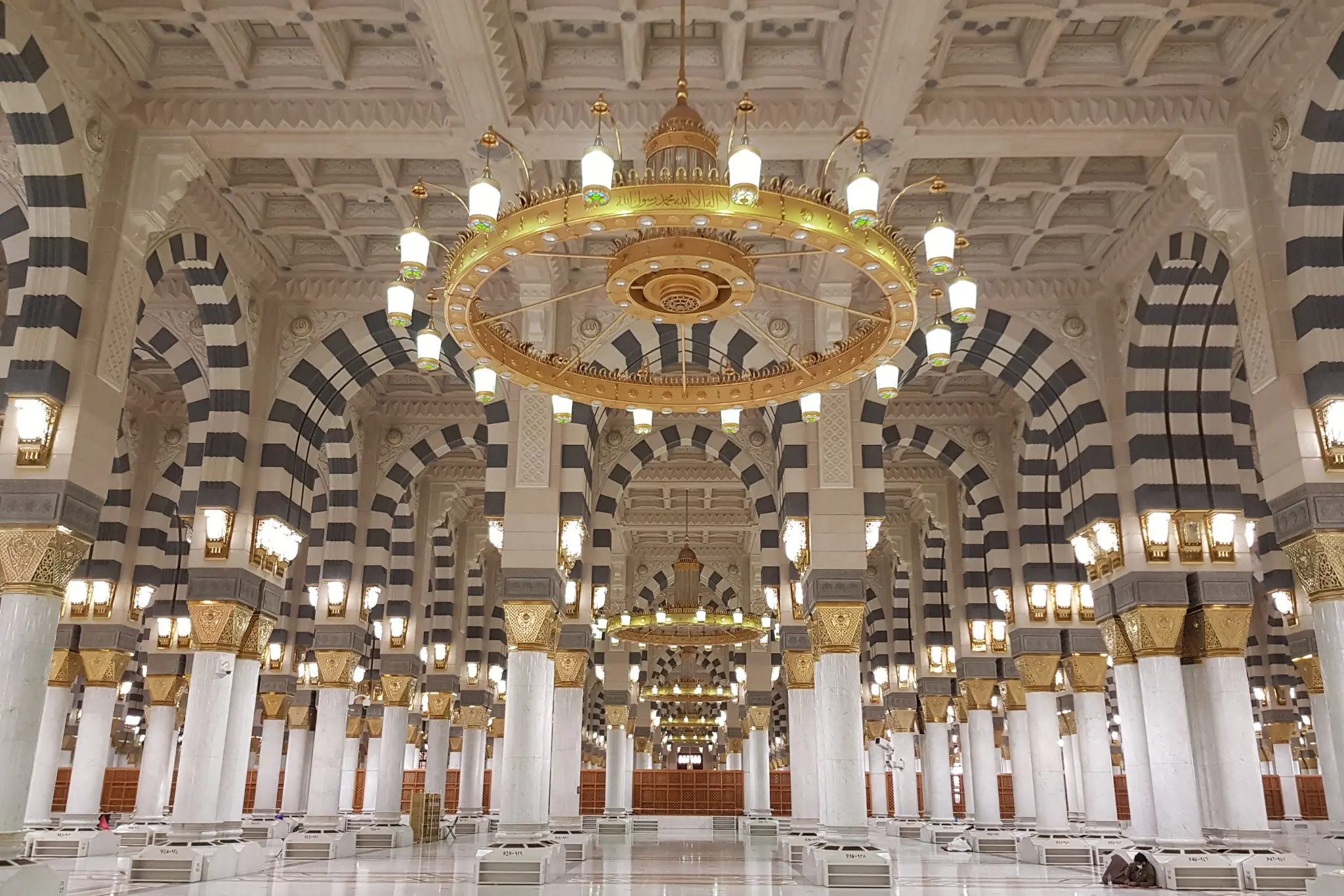 Interior of Prophets Mosque in Medina